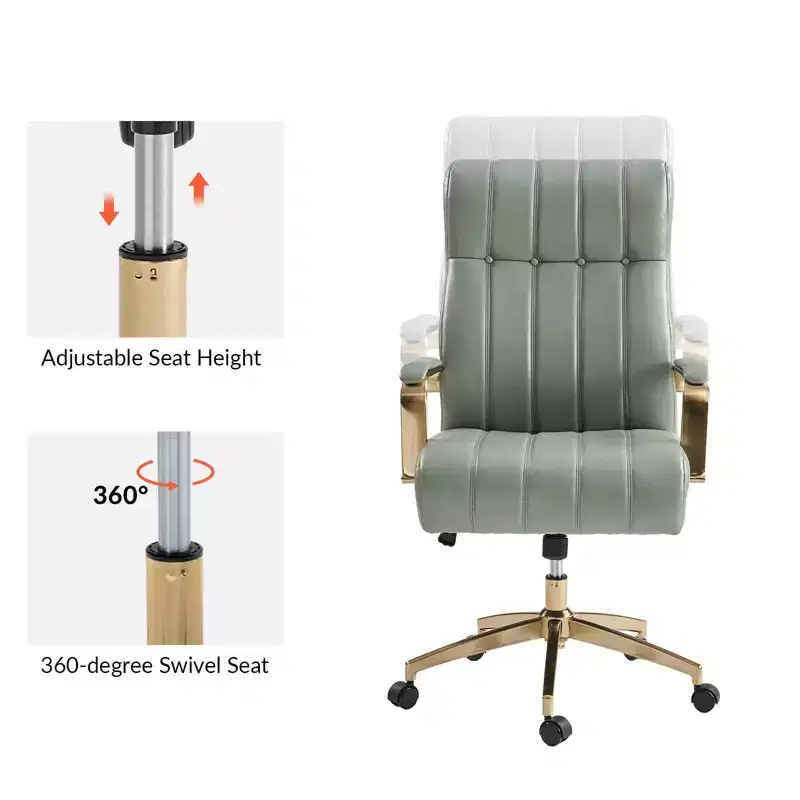Siivio Modern Leather Swivel Tilting Office Chair with Channel Tufted|HULALA??HOME