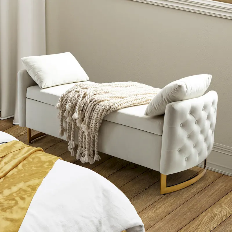 Robert Modern Upholstered Flip Top Storage Bench