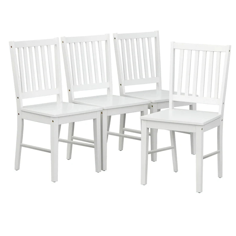 Set of 4 Solid Wood Slat-Back Dining Chairs, Sturdy Frame, Classic Design, Easy Assembly