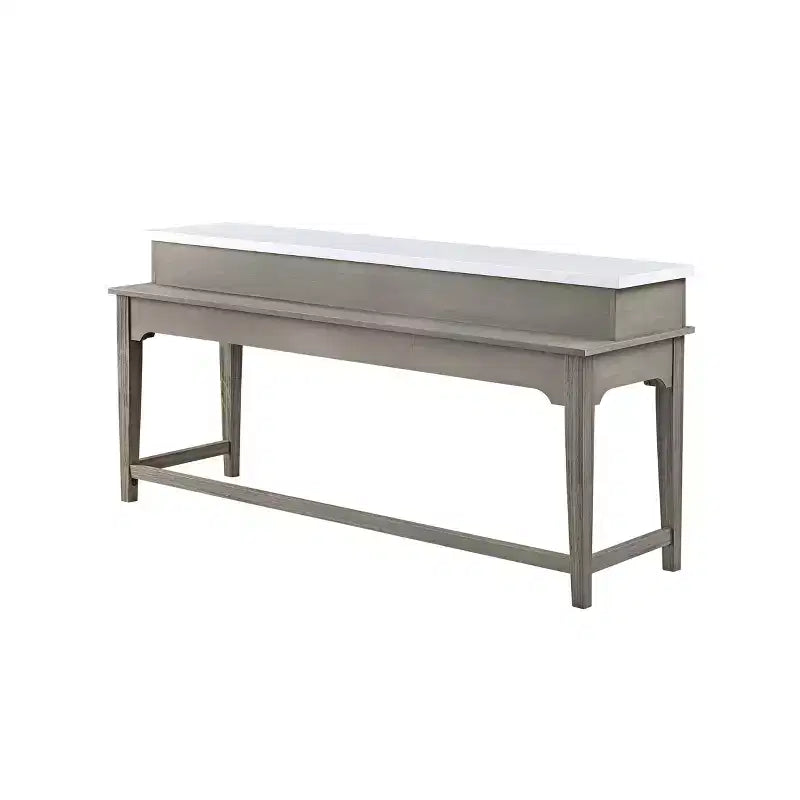 Acme Furniture 76" Wandella Marble Top Dining Table Set with Storage and Nailhead Stools