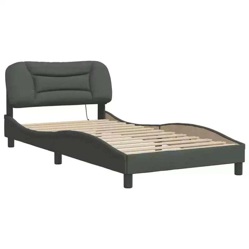 vidaXL Bed Frame with LED Lights Base Curved Platform Bedroom Furniture Fabric