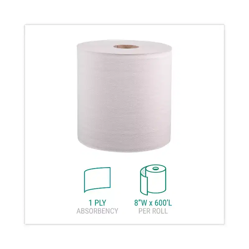 Windsoft Hardwound Roll Towels, 1-Ply, 8 x 800 ft, White, 6 Rolls/Carton