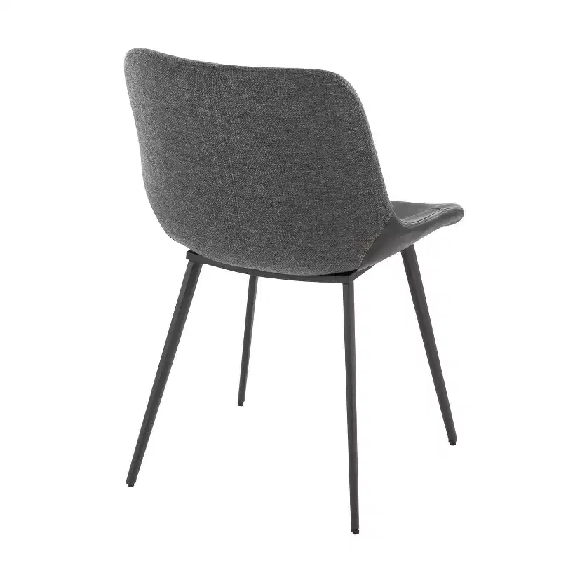 LumiSource Set of 2 Outlaw Two Tone Fabric Accent Chairs Black Metal/Black PU/Gray