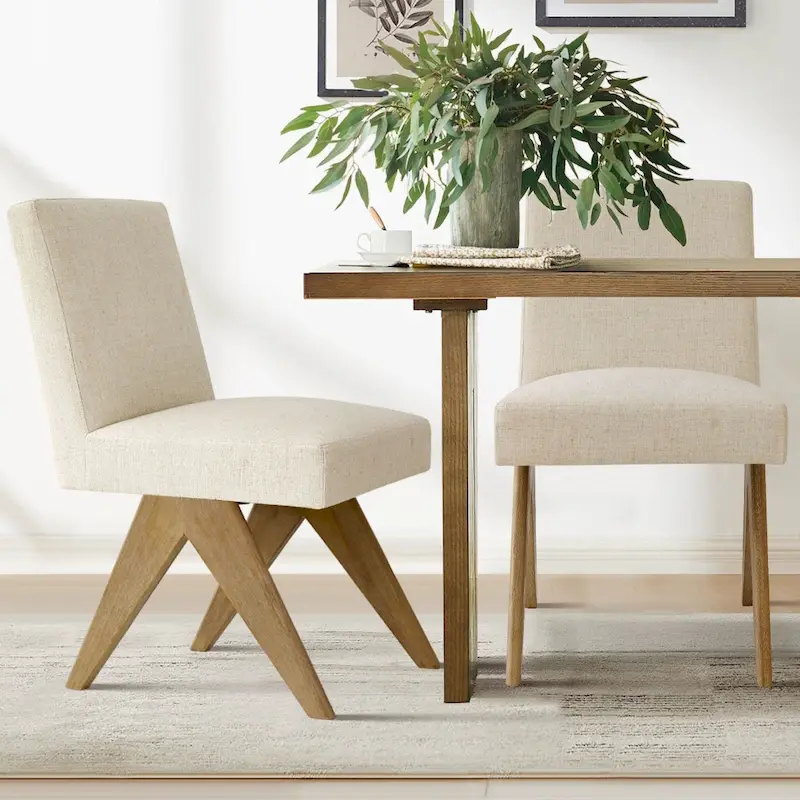 Linen Mid Century Modern Dining Chair