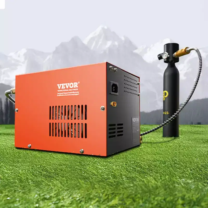 VEVOR PCP Air Compressor, 4500PSI/30Mpa Portable PCP Airgun Compressor with Built-in Converter & Fan Cooling System, DC12V/AC120V Manual-Stop, Orange