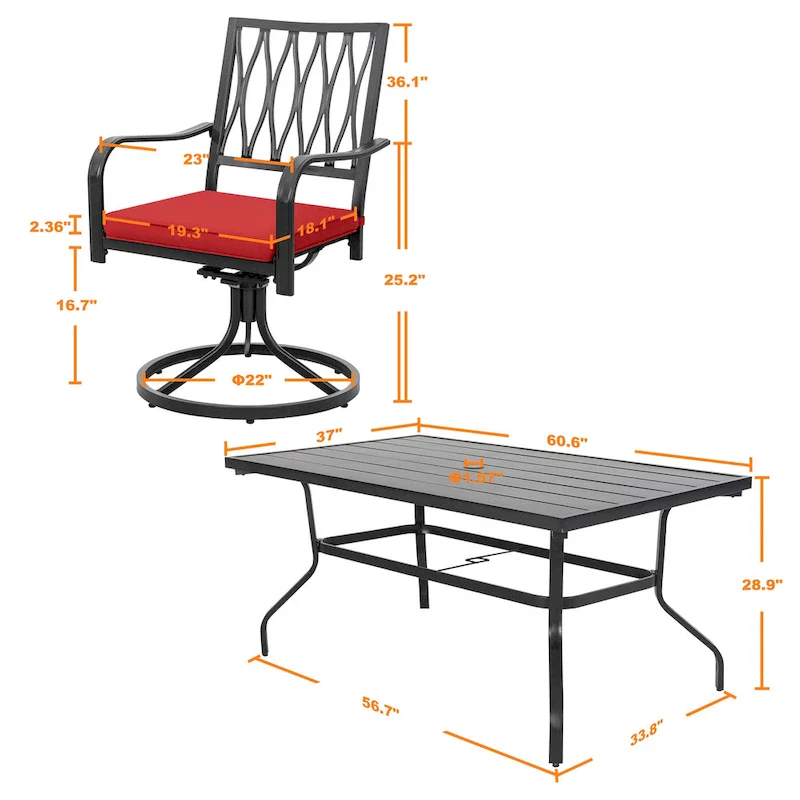 Nuu Garden 7PCS Swivel Dinging Set With Free Cusions