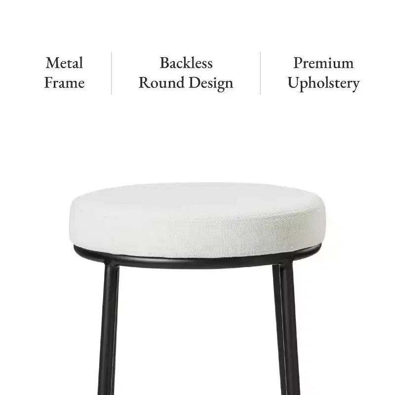 Maven Lane Stella Backless Metal Bar Stool with Fabric Upholstered Seat 31