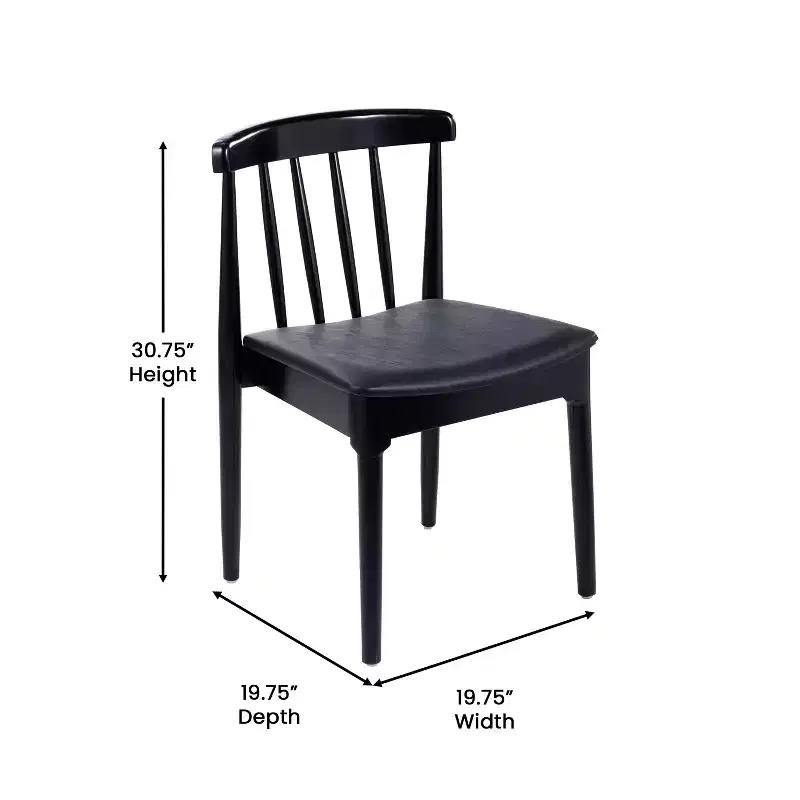 Flash Furniture Chester Commercial Grade Solid Wood Dining Chair with Slatted Backrest and Vinyl Seat