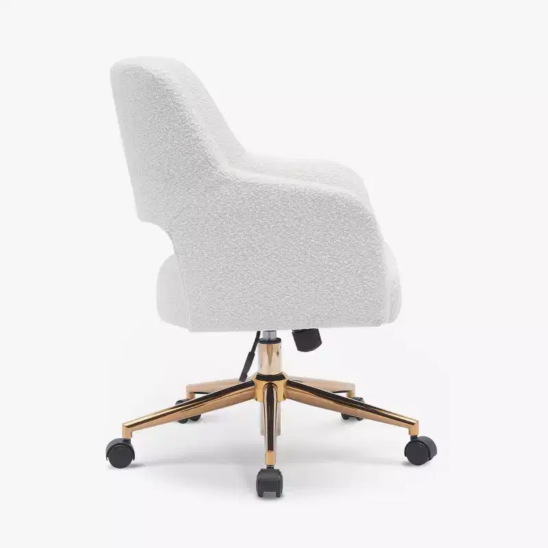 WestinTrends Genevieve Mid-Century Modern Swivel Office Chair With Wheels (Set Of 2), Cream