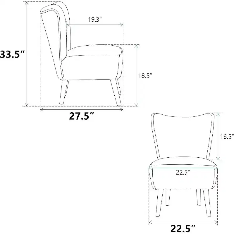 Acekool Modern Armless Accent Chair, Upholstered Side Chair with Wooden Legs for Living Room, Bedroom, Office, Hotel