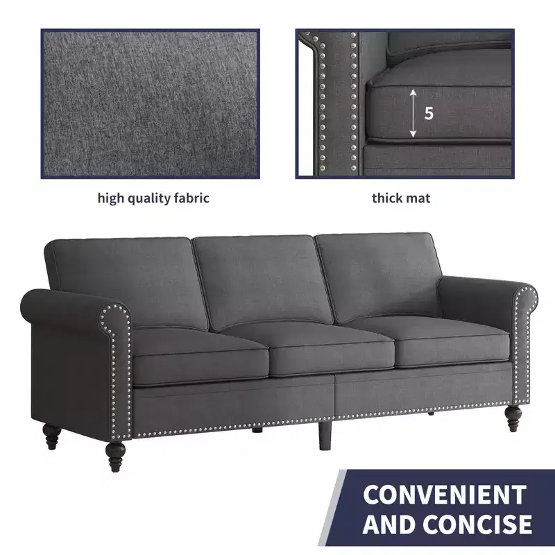 Mjkone 3 Piece Linen Living Room Sofa Set,Modern 3-Seater Sofa Couch&Loveseat Sofa&Single Sofa Armchair Set