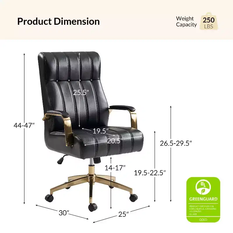 Siivio Modern Leather Swivel Tilting Office Chair with Channel Tufted|HULALA??HOME