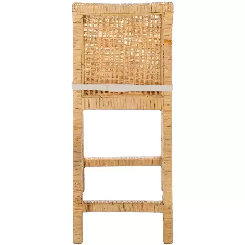 Tojo Cane Counter Stool With Cushion - BST6502 - White/Natural - Safavieh