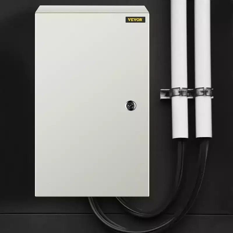 VEVOR NEMA Steel Enclosure, 20 x 12 x 10'' NEMA 4X Steel Electrical Box, IP66 Waterproof & Dustproof, with Mounting Plate, Gray-white