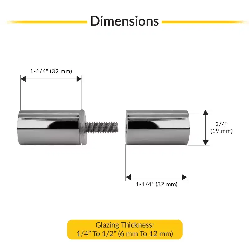 Brixwell BSK112CH Polished Chrome Cylinder Style Back-to-Back Shower Door Knobs