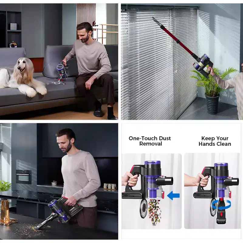 Cordless Vacuum Cleaner, 48kPa Powerful Stick Vacuum,Lightweight Upright for Home Hard Floor Carpet Pet Hair