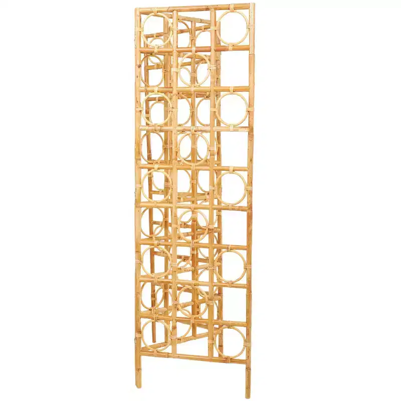 Olivia & May Rattan Handmade Woven 3 Panel Room Divider Screen with Open Frame Design Brown: Nautical Coastal Beach Style, No Assembly Required