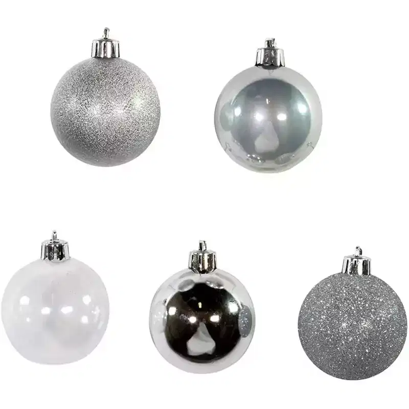 Kurt Adler Shatterproof Christmas Tree Ornaments Set, Multi-finished Silver Balls, 2.5 (30-Count)