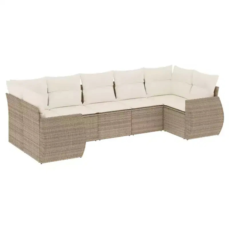 vidaXL 7 Piece Patio Sofa Set with Cushions Gray Poly Rattan