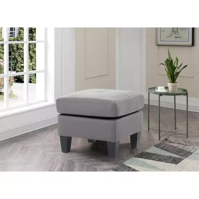 Passion Furniture Newbury Faux Leather Upholstered Ottoman