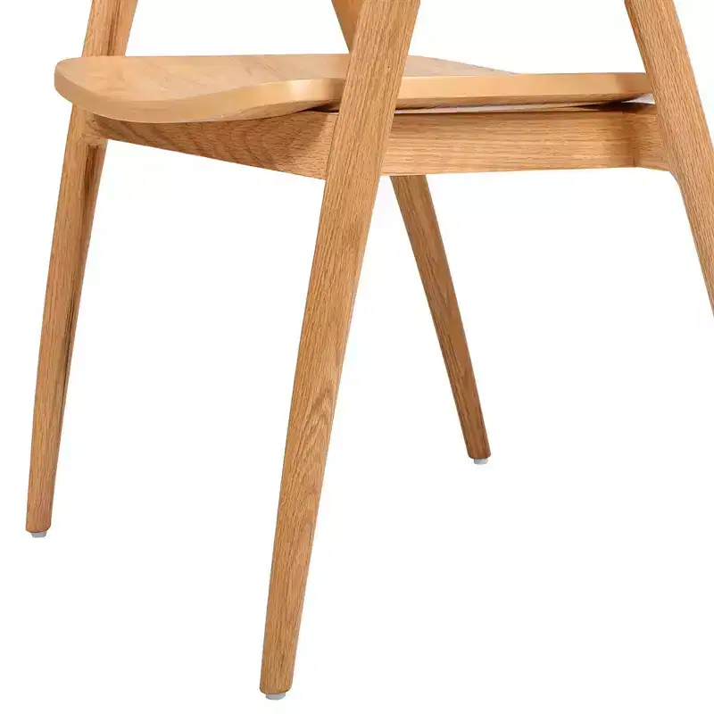 Simeon 21 Scandinavian Sculpted Oak Wood Dining Chair, Warm Natural Brown Oak Wood