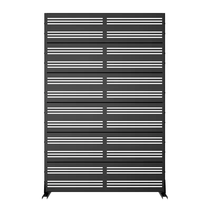 Harold Wide-One Narrow-Two B-Style Louvered Black Galvanized Steel Screen (6-Piece Set)