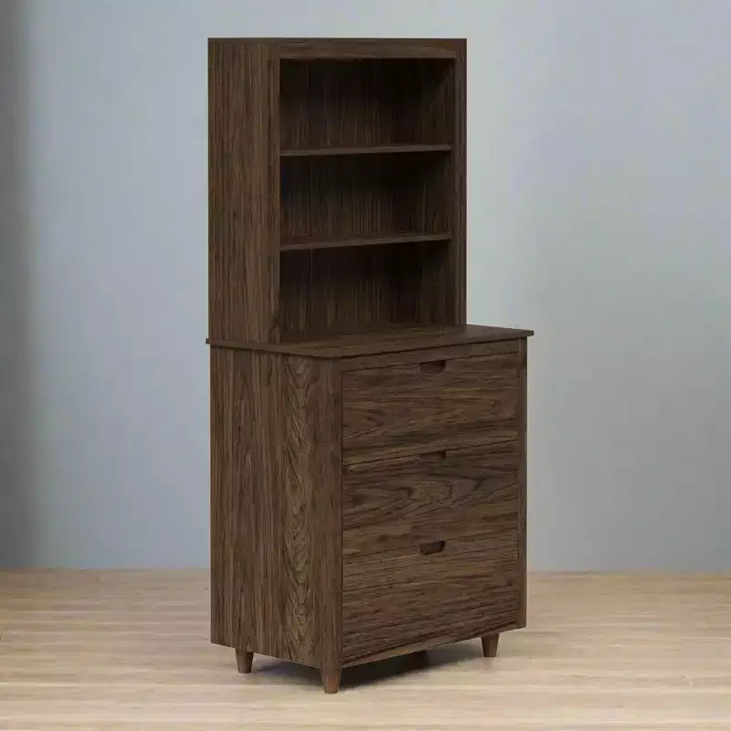 Teamson Home Ellery Freestanding Hutch Cabinet with Open Shelves Walnut