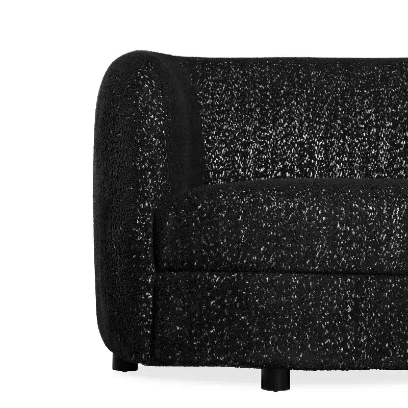 HOMES: Inside + Out 63.75" Pinehush Boho Curved Boucle Fabric Loveseat with Pocket Coil Cushions