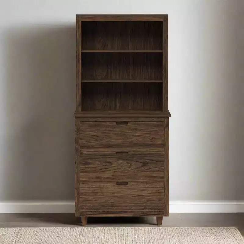 Teamson Home Ellery Freestanding Hutch Cabinet with Open Shelves Walnut