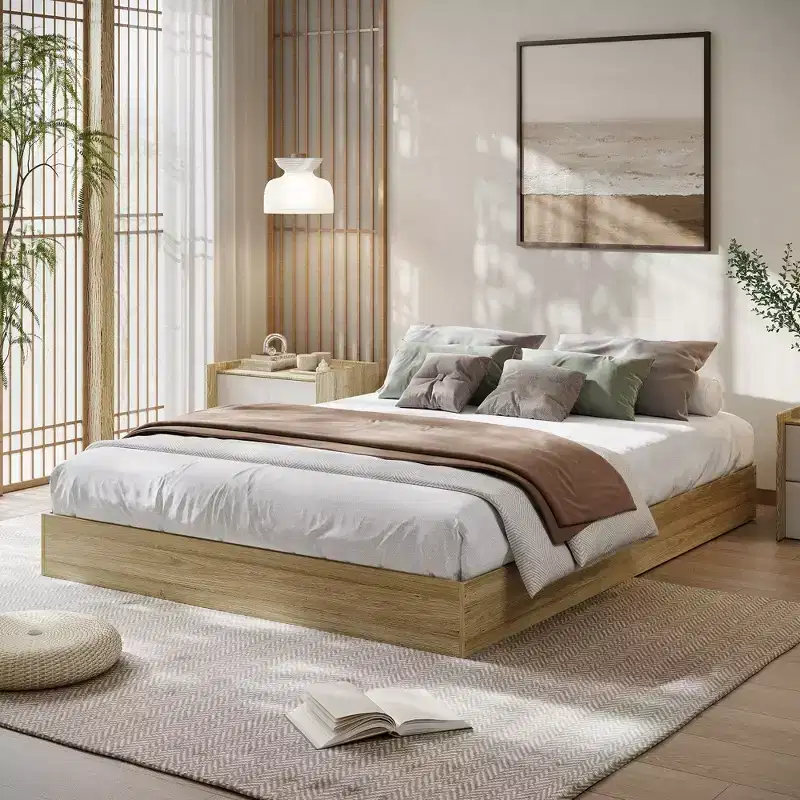 Platform Bed Frame, Wooden Bed with Wood Slat Support & No Box Spring Needed, Easy Assembly Minimalist Bed Frame Without Headboard
