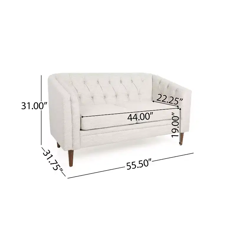 Christopher Knight Home Cantrell Tufted Loveseat Beige/Espresso