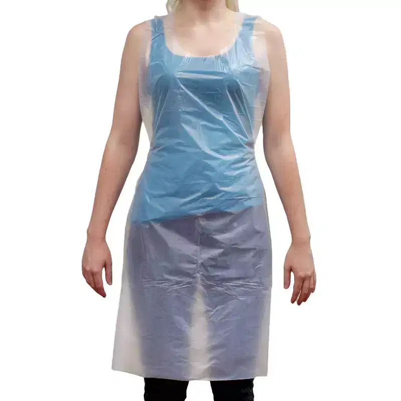 Bison Life Disposable Food Handling Light Poly Aprons, 0.5 Mil, Waterproof, One Size - 100 Pack