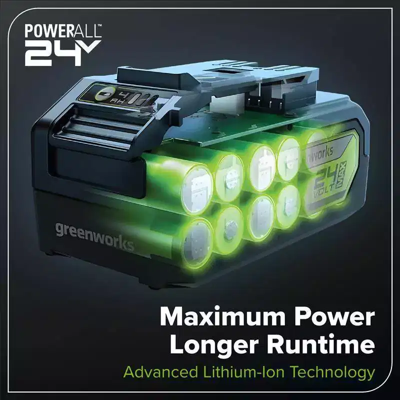 Greenworks Powerall 2x24V 17" BL Push Mower Kit with (2) 4.0Ah Batteries and Dual Port Charger
