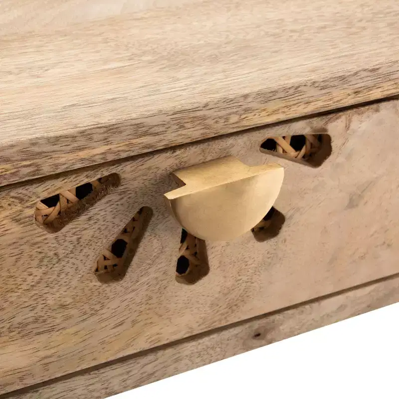 Lily 2 Drawer Desk - DSK9006 - Natural/Brass - Safavieh
