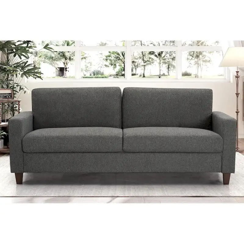 Mid Century Modern Couch 3 Seater Sofa with Reversible Back Pillows Large