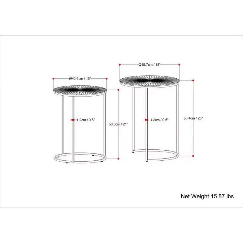 2pc Oakdale Nesting Tables Antique Nickel/Antique Copp - WyndenHall