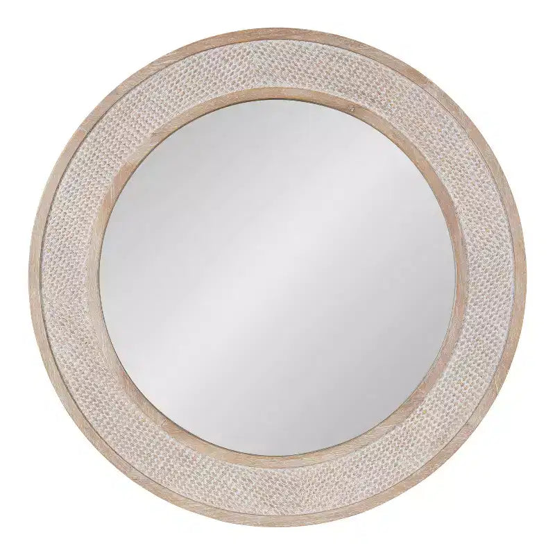 Kate and Laurel Cannondale Round Wood Round Mirror, 28 Diameter, Natural