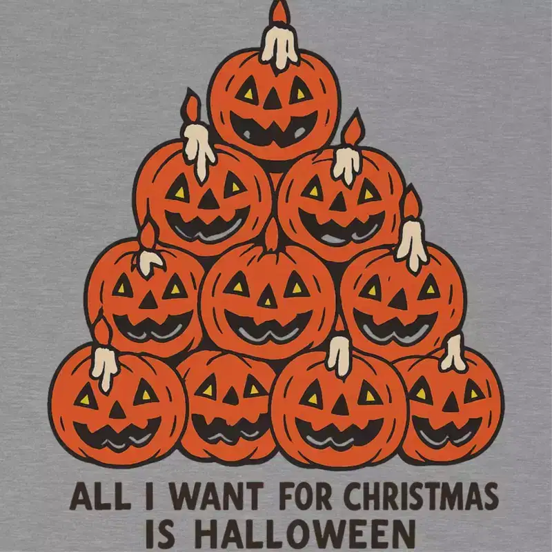 Rerun Island Women Pumpkin Pyramid All I Want For Christmas Short Sleeve Graphic Cotton Baby Tee