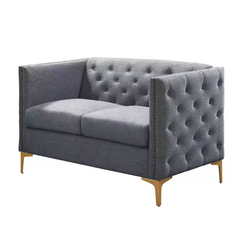 Gasper Tufted Upholstered Loveseat Light Gray - HOMES: Inside + Out