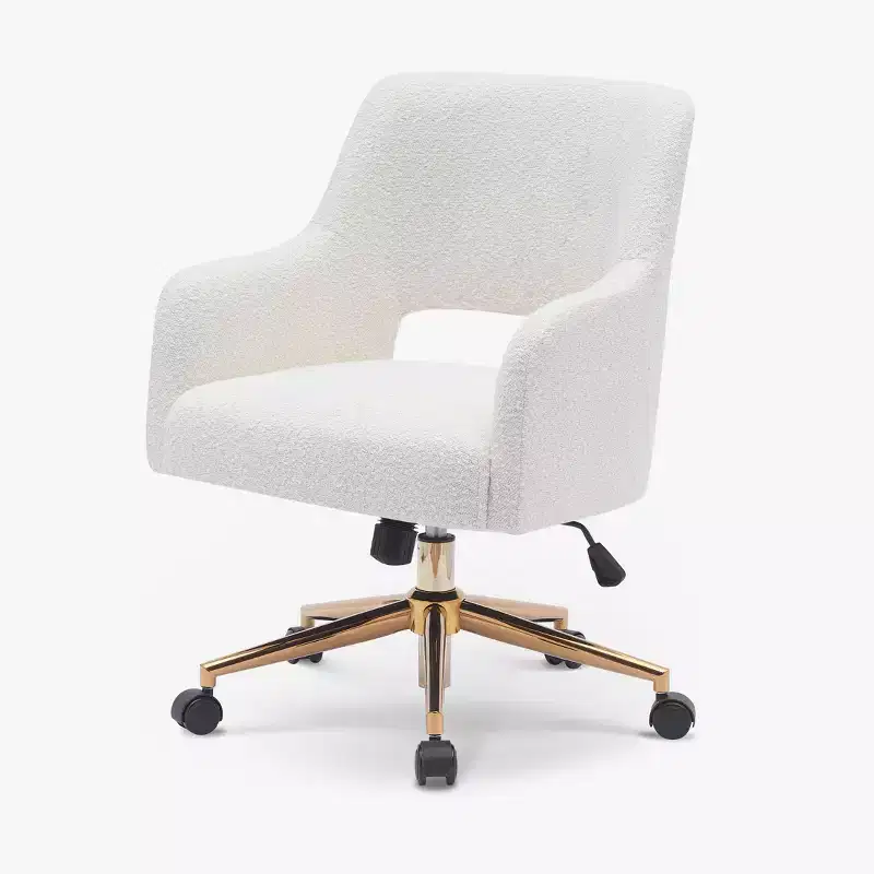 WestinTrends Genevieve Mid-Century Modern Swivel Office Chair With Wheels (Set Of 2), Cream