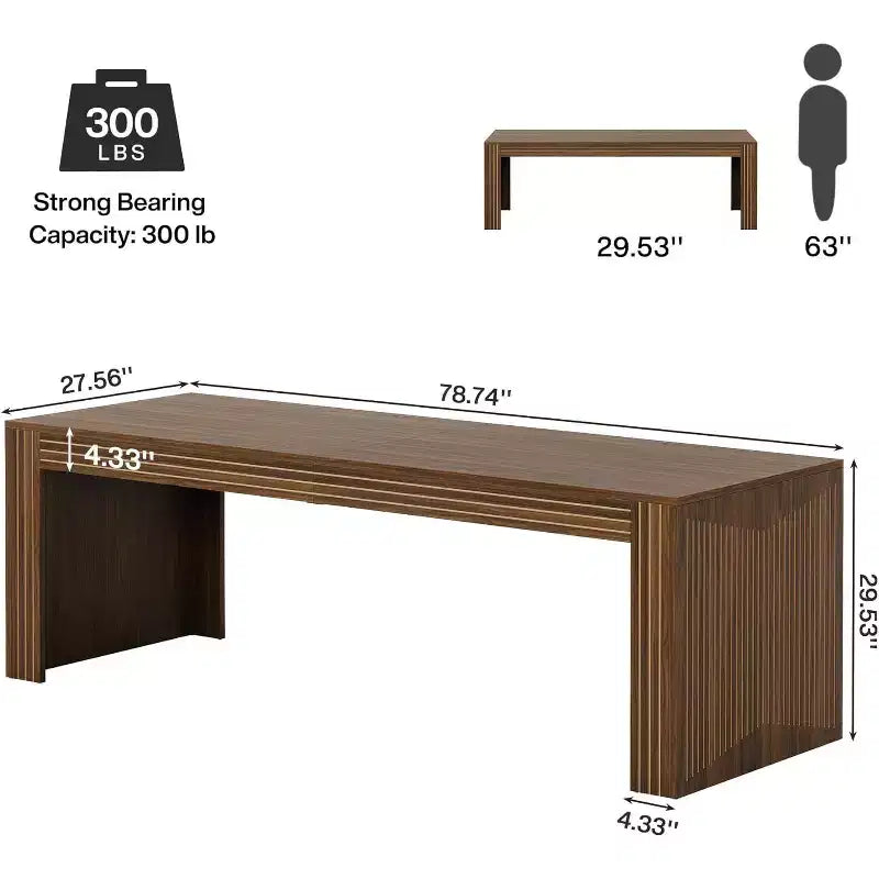 Lantine 79-Inch Extra Long Desk, Two Person Double Desk for Home Office, Wooden Long Computer Desk Writing Table for Office, Dark Brown