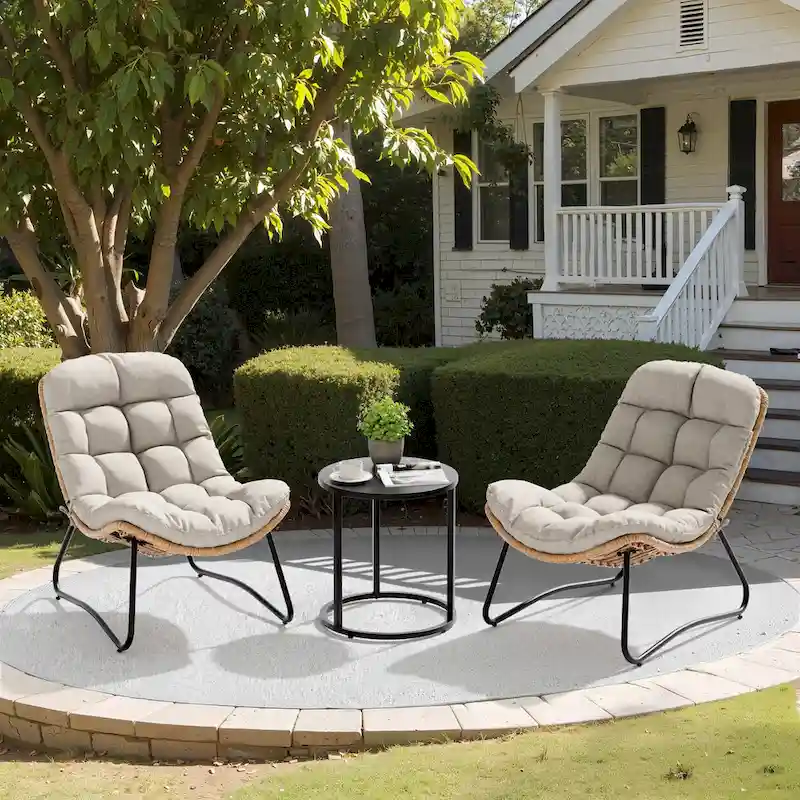 Papasan PE Rattan Chair with Cushion For Indoor Outdoor