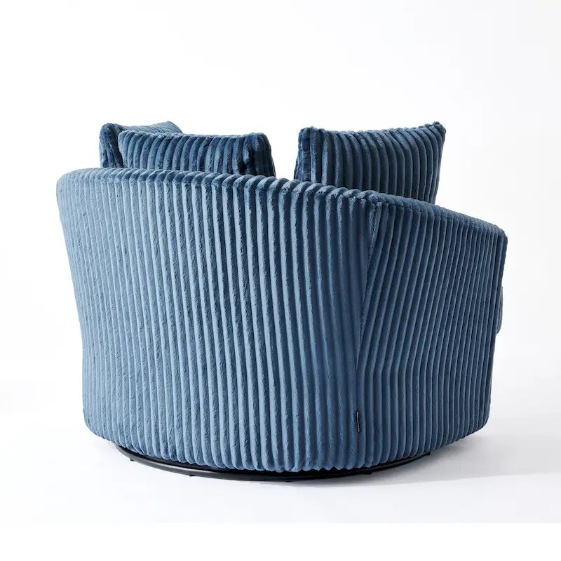 Fauteuil pivotant surdimensionné 43 W en velours côtelé pelucheux avec accoudoirs encastrés