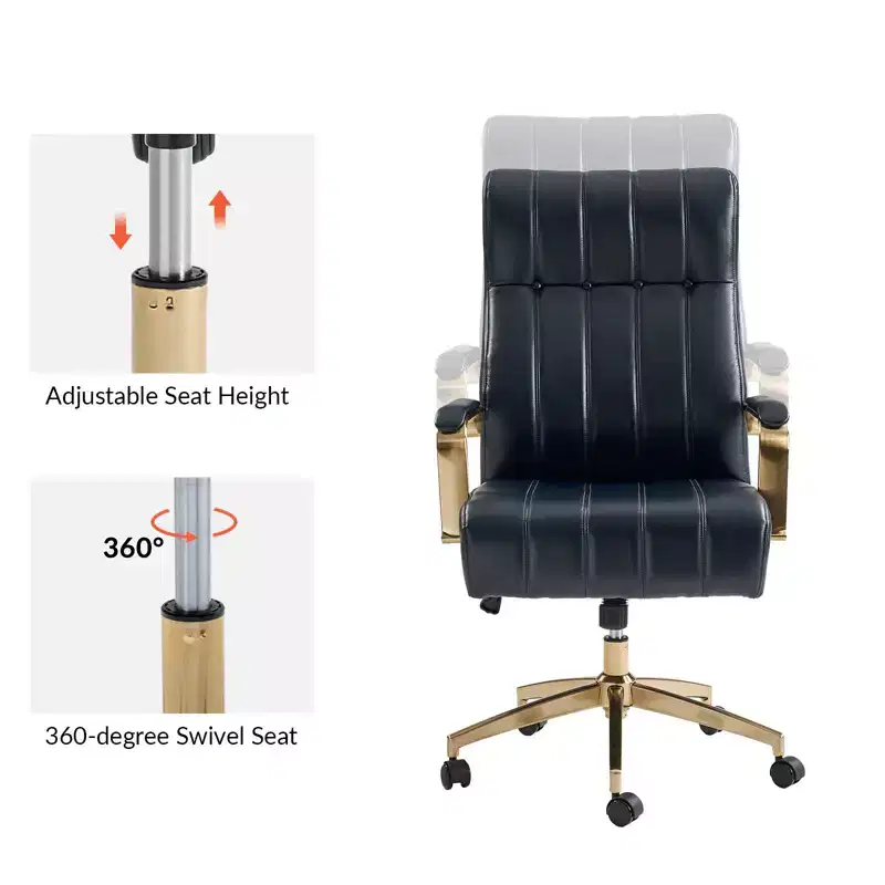 Siivio Modern Leather Swivel Tilting Office Chair with Channel Tufted|HULALA??HOME