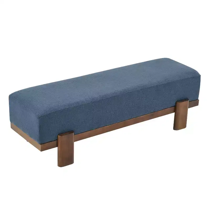 Christopher Knight Home Blinny 54.75W Upholstered Bench with Rubber Wood Legs