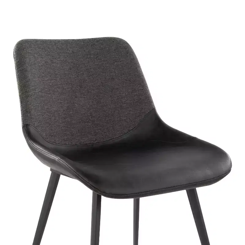 LumiSource Set of 2 Outlaw Two Tone Fabric Accent Chairs Black Metal/Black PU/Gray