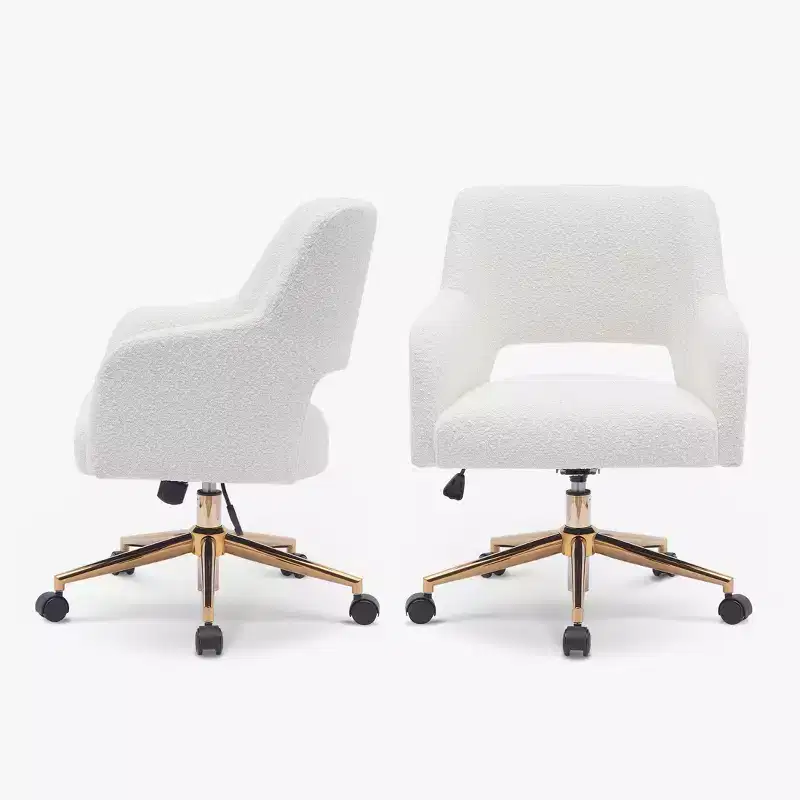 WestinTrends Genevieve Mid-Century Modern Swivel Office Chair With Wheels (Set Of 2), Cream