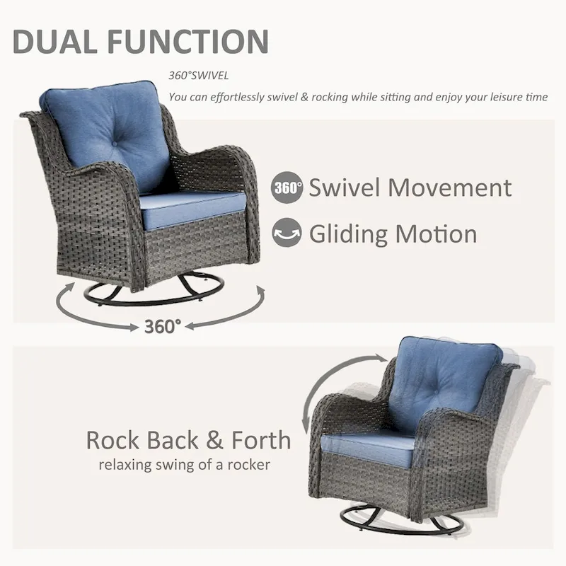 Patio Furniture-11 Piece Wicker Patio Furniture Set with Swivel Chairs