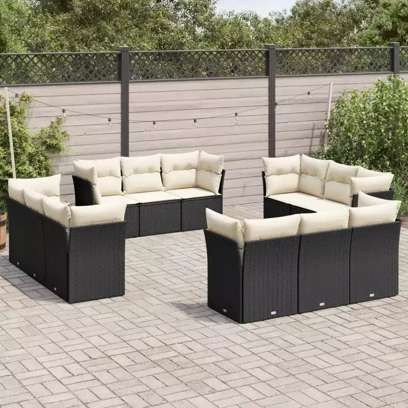 vidaXL Large Modern Garden Sofa Set with Cushions in Poly Rattan