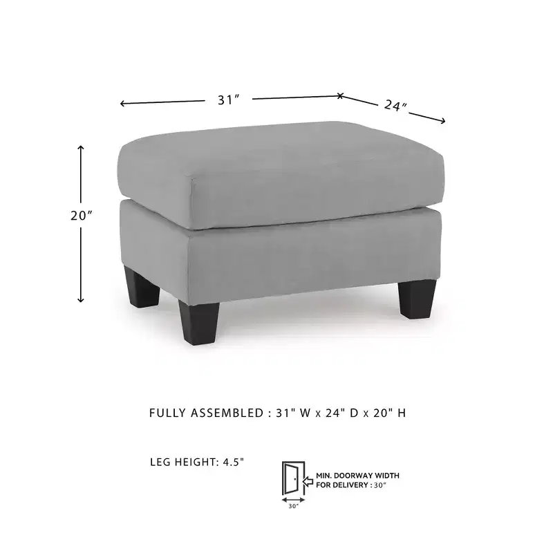 Signature Design by Ashley Adlai Ottoman, Suede-Like Polyester Upholstery, Shadow Gray